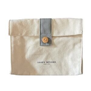 Issey Miayke canvas button front roomy purse bag jewelry, trinkets bits and bobs